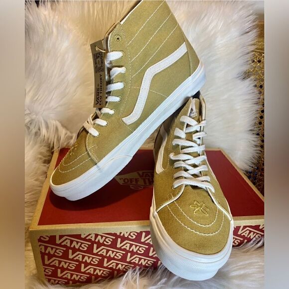 VANS Eco Theory Sk8-Hi Tapered Sneakers Mustard Gold/True White New Sz 11 - Picture 3 of 8